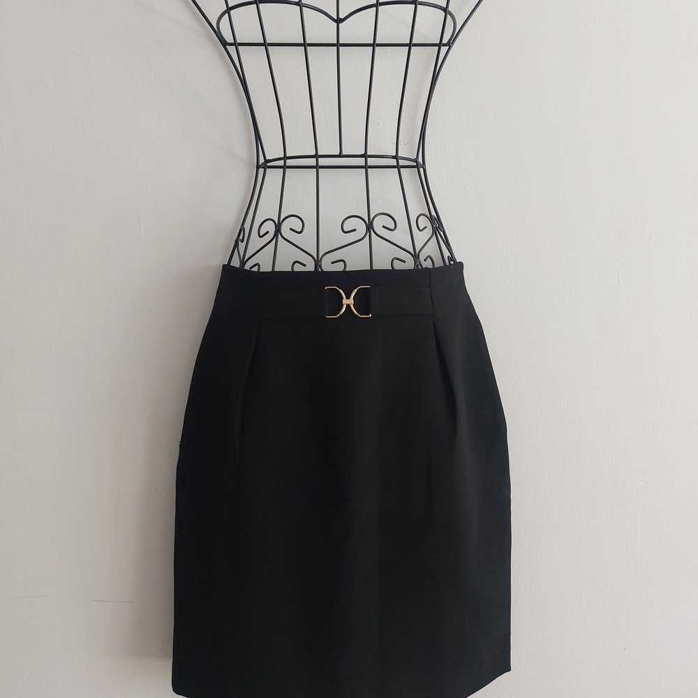 H&M Black Pencil Skirt with Gold Buckle